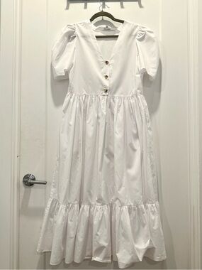 NWOT RHODE White 100% Cotton Drop Waist Midi Dress Summer Feminine Designer